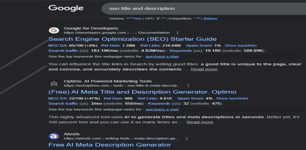title and meta descriptin